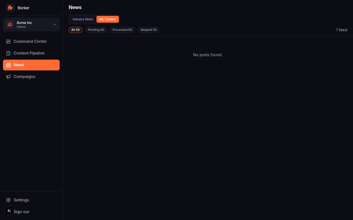 My Content tab