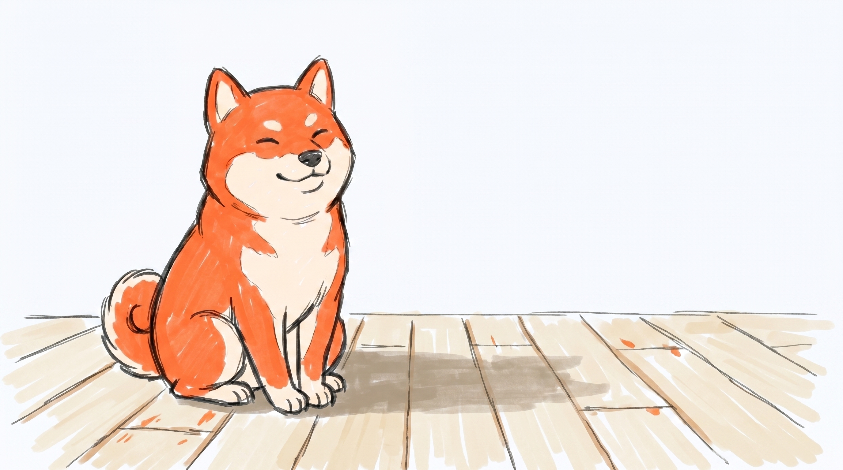 Brand anchor: the Borker Shiba sits with eyes closed in a soft contented smile, paws together. The recognizable Borker character at rest.